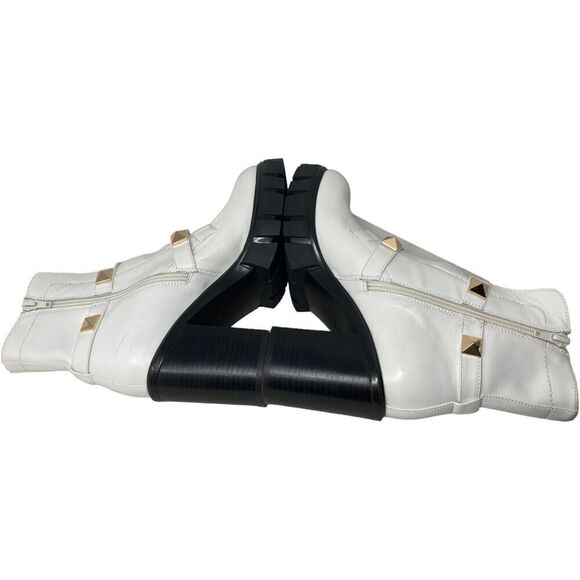 Vaneli Platform Boot Women's Size 7 M Davy White Studded Leather Buckle 4" Heel - Picture 7 of 9